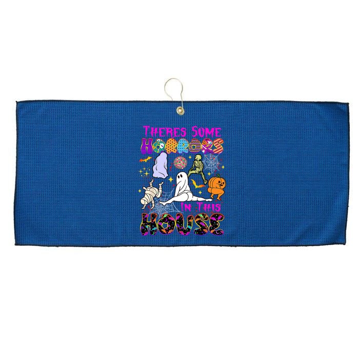 Theres Some Horrors In This House Ghost Pumpkin Halloween Funny Gift Large Microfiber Waffle Golf Towel