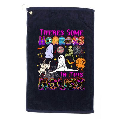 Theres Some Horrors In This House Ghost Pumpkin Halloween Funny Gift Platinum Collection Golf Towel