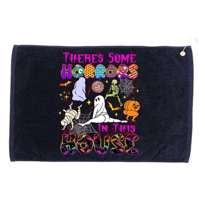 Theres Some Horrors In This House Ghost Pumpkin Halloween Funny Gift Grommeted Golf Towel