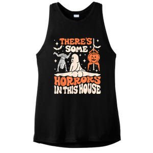 ThereS Some Horrors In This House Ghost Pumpkin Halloween Ladies PosiCharge Tri-Blend Wicking Tank