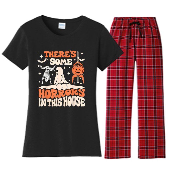 ThereS Some Horrors In This House Ghost Pumpkin Halloween Women's Flannel Pajama Set