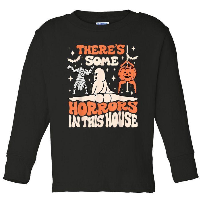 ThereS Some Horrors In This House Ghost Pumpkin Halloween Toddler Long Sleeve Shirt