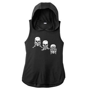 Three Skulls Head Ladies PosiCharge Tri-Blend Wicking Draft Hoodie Tank