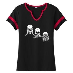 Three Skulls Head Ladies Halftime Notch Neck Tee