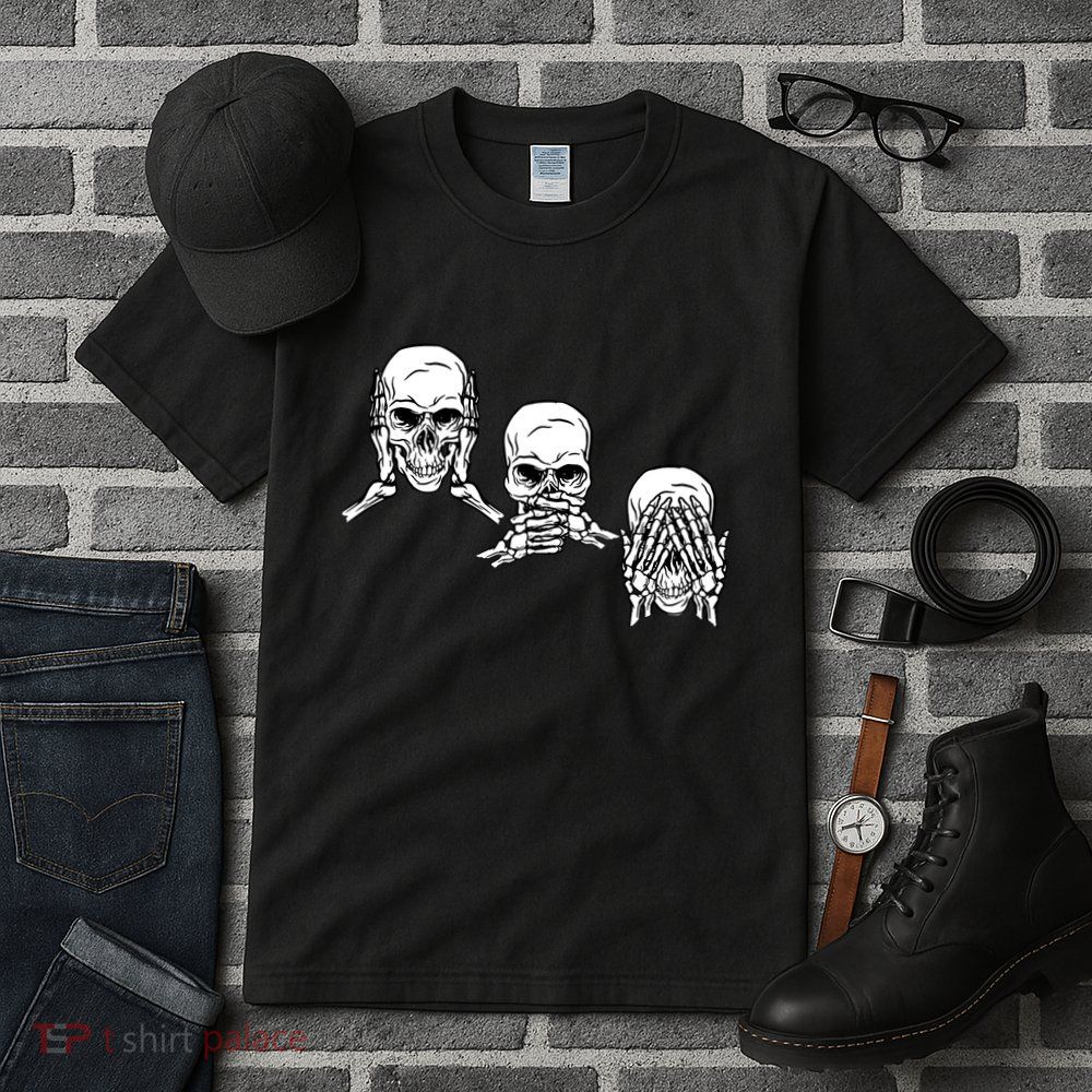 Three Skulls Head Tall T-Shirt