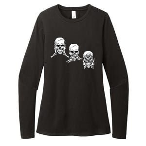 Three Skulls Head Womens CVC Long Sleeve Shirt