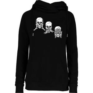 Three Skulls Head Womens Funnel Neck Pullover Hood