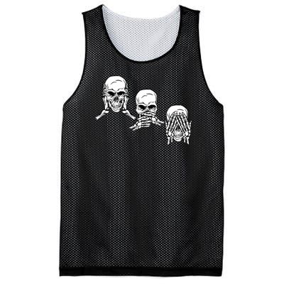 Three Skulls Head Mesh Reversible Basketball Jersey Tank