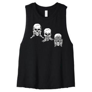 Three Skulls Head Women's Racerback Cropped Tank