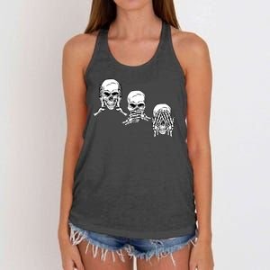 Three Skulls Head Women's Knotted Racerback Tank