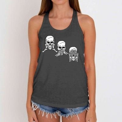 Three Skulls Head Women's Knotted Racerback Tank