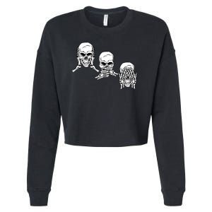 Three Skulls Head Cropped Pullover Crew