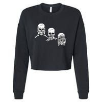 Three Skulls Head Cropped Pullover Crew