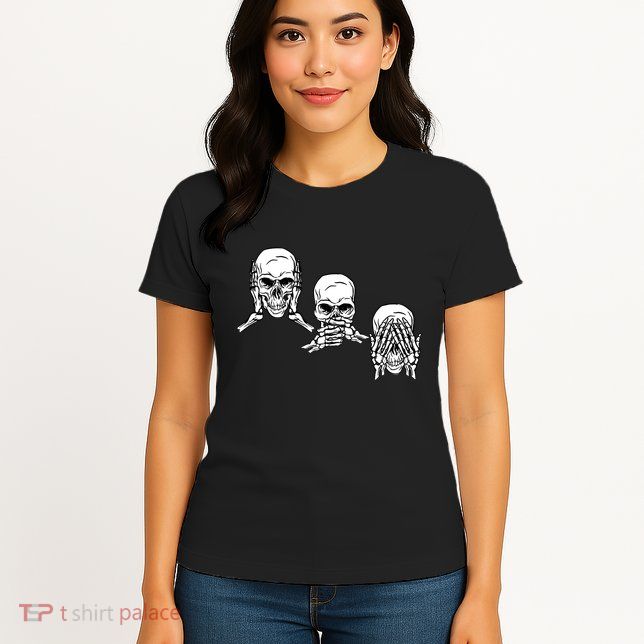 Three Skulls Head Womens T-Shirt