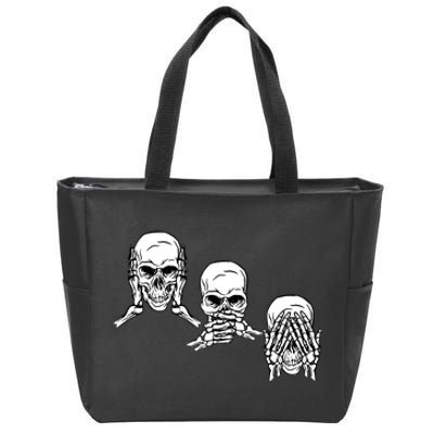 Three Skulls Head Zip Tote Bag