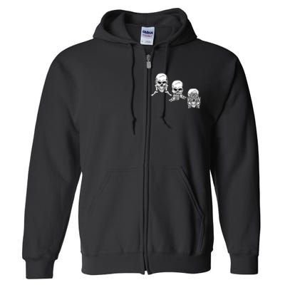 Three Skulls Head Full Zip Hoodie