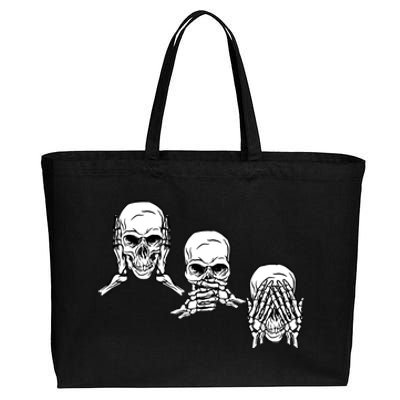 Three Skulls Head Cotton Canvas Jumbo Tote