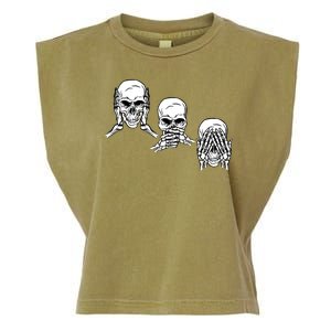 Three Skulls Head Garment-Dyed Women's Muscle Tee