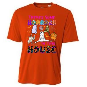 Theres Some Horrors In This House Ghost Pumpkin Halloween Cooling Performance Crew T-Shirt