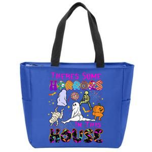 Theres Some Horrors In This House Ghost Pumpkin Halloween Zip Tote Bag