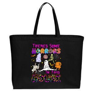 Theres Some Horrors In This House Ghost Pumpkin Halloween Cotton Canvas Jumbo Tote