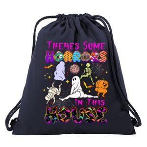 Theres Some Horrors In This House Ghost Pumpkin Halloween Drawstring Bag