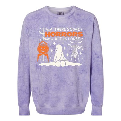 Theres Some Horrors In This House Ghost Pumpkin Halloween Colorblast Crewneck Sweatshirt