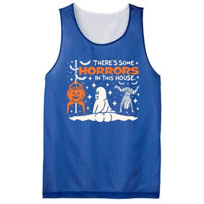 Theres Some Horrors In This House Ghost Pumpkin Halloween Mesh Reversible Basketball Jersey Tank