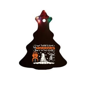 Theres Some Horrors In This House Ghost Pumpkin Halloween Ceramic Tree Ornament