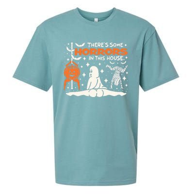 Theres Some Horrors In This House Ghost Pumpkin Halloween Sueded Cloud Jersey T-Shirt