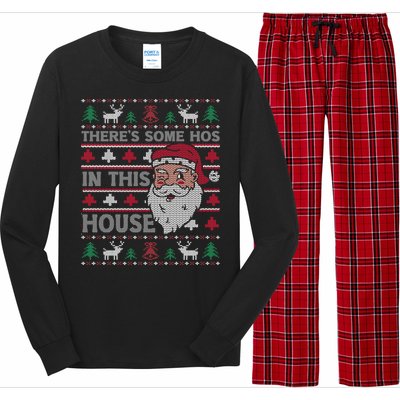 ThereS Some HoS In This House Funny Christmas Santa Adult Gift Long Sleeve Pajama Set