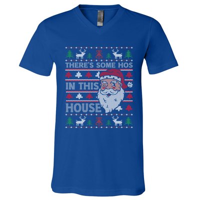 ThereS Some HoS In This House Funny Christmas Santa Adult Gift V-Neck T-Shirt