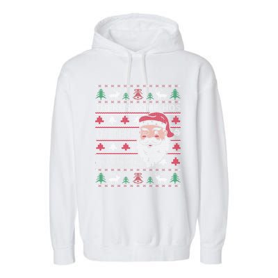 ThereS Some HoS In This House Funny Christmas Santa Adult Gift Garment-Dyed Fleece Hoodie