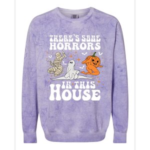 Theres Some Horrors In This House Halloween Dancing Ghost Pumpkin Mummy Colorblast Crewneck Sweatshirt