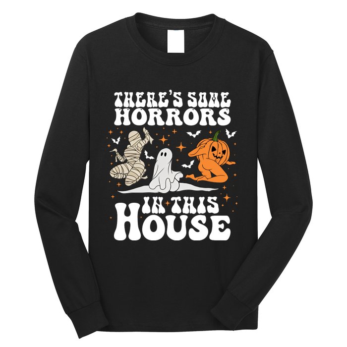 Theres Some Horrors In This House Halloween Dancing Ghost Pumpkin Mummy Long Sleeve Shirt