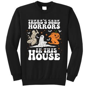 Theres Some Horrors In This House Halloween Dancing Ghost Pumpkin Mummy Sweatshirt