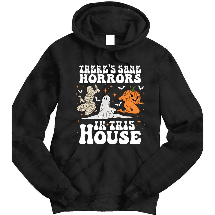 Theres Some Horrors In This House Halloween Dancing Ghost Pumpkin Mummy Tie Dye Hoodie