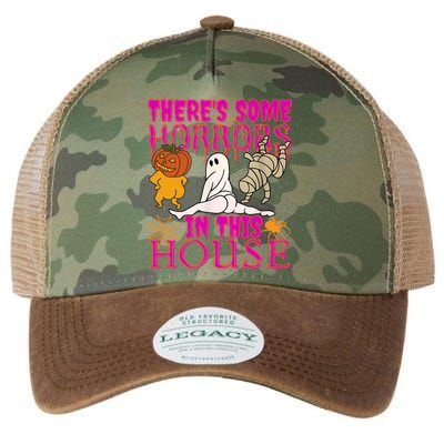 Theres Some Horrors In This House Ghost Pumpkin Halloween Legacy Tie Dye Trucker Hat