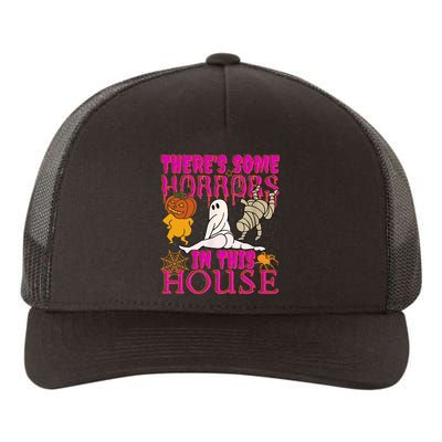 Theres Some Horrors In This House Ghost Pumpkin Halloween Yupoong Adult 5-Panel Trucker Hat