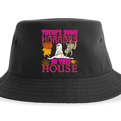 Theres Some Horrors In This House Ghost Pumpkin Halloween Sustainable Bucket Hat