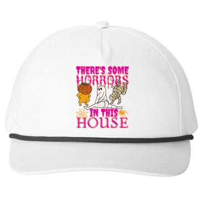 Theres Some Horrors In This House Ghost Pumpkin Halloween Snapback Five-Panel Rope Hat