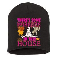 Theres Some Horrors In This House Ghost Pumpkin Halloween Short Acrylic Beanie