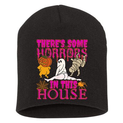 Theres Some Horrors In This House Ghost Pumpkin Halloween Short Acrylic Beanie