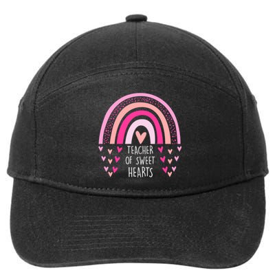 Teacher Sweet Hearts Rainbow PreK Teacher Valentines Day 7-Panel Snapback Hat