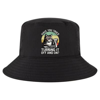 Tech Support Humor I Cat Tech Engineer I Computer It Guy Cool Comfort Performance Bucket Hat