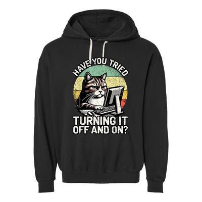 Tech Support Humor I Cat Tech Engineer I Computer It Guy Garment-Dyed Fleece Hoodie