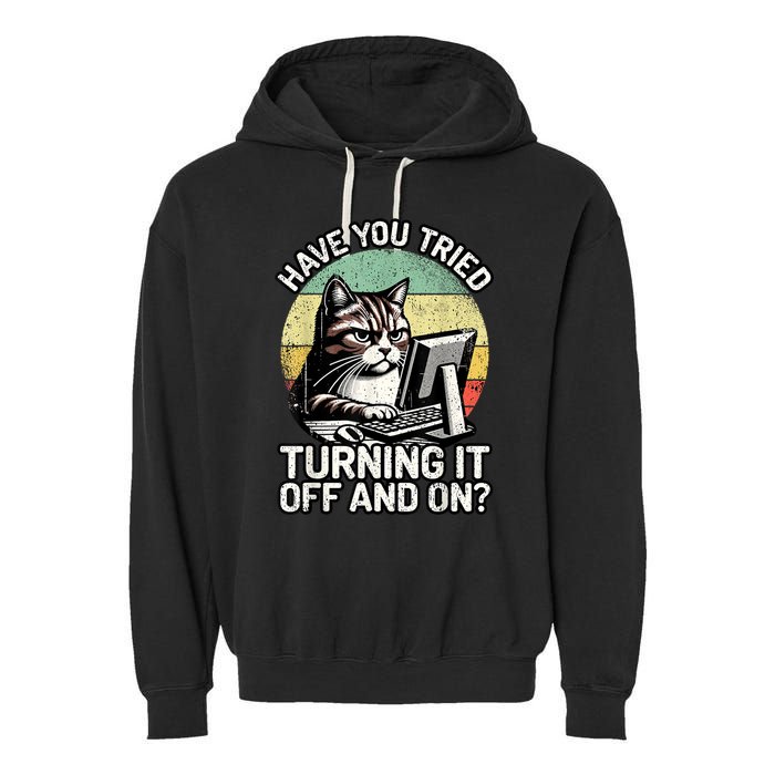 Tech Support Humor I Cat Tech Engineer I Computer It Guy Garment-Dyed Fleece Hoodie