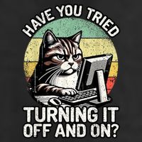 Tech Support Humor I Cat Tech Engineer I Computer It Guy 7 Panel Mesh Trucker Snapback Hat