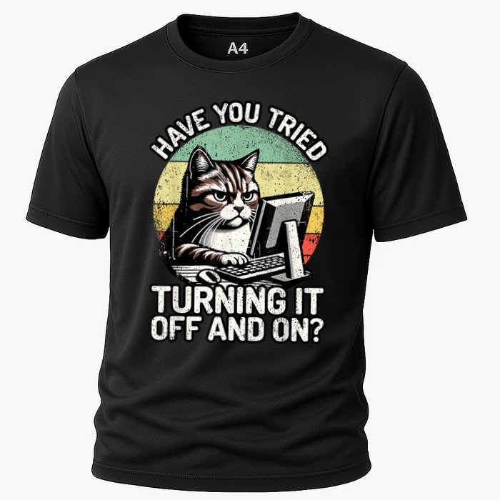 Tech Support Humor I Cat Tech Engineer I Computer It Guy Cooling Performance Crew T-Shirt
