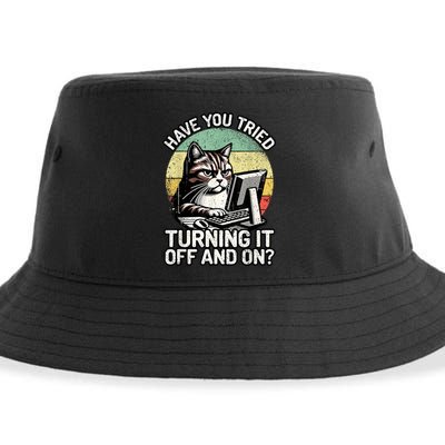 Tech Support Humor I Cat Tech Engineer I Computer It Guy Sustainable Bucket Hat